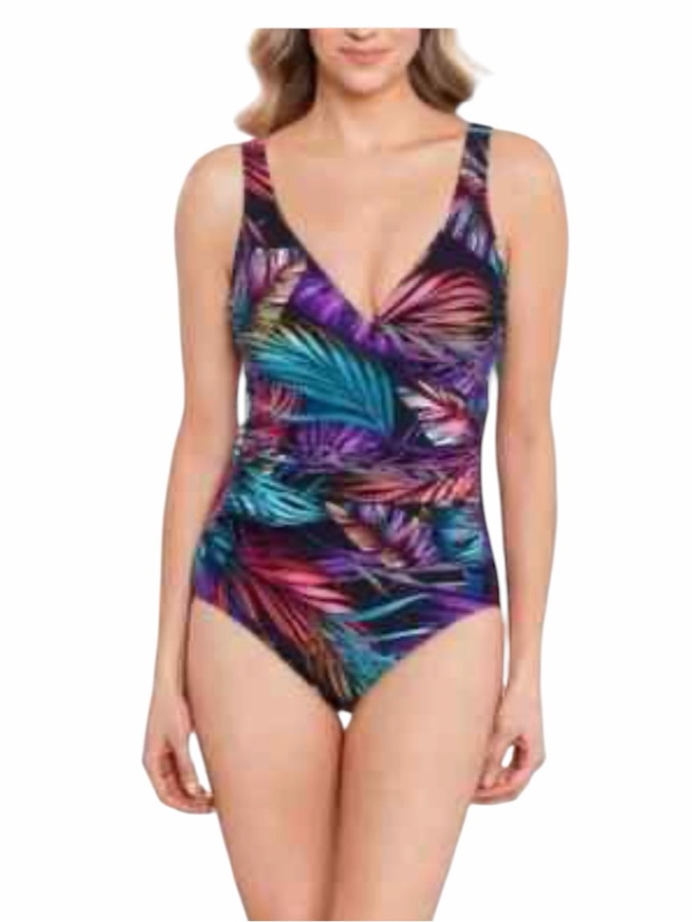 Miraclesuit  tropical Leaf One-Piece Swimsuit in Teal & Purple
